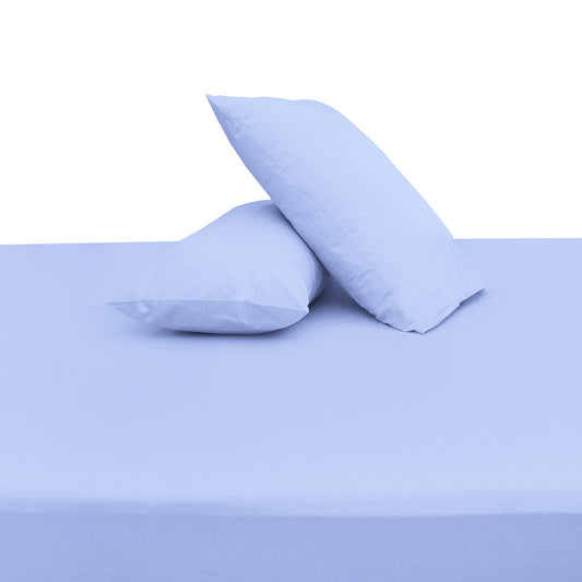 Premium Double Bed Sheet 96x102" – Light Blue Dyed Cotton | Soft, Cool & Elegant Bedding Set