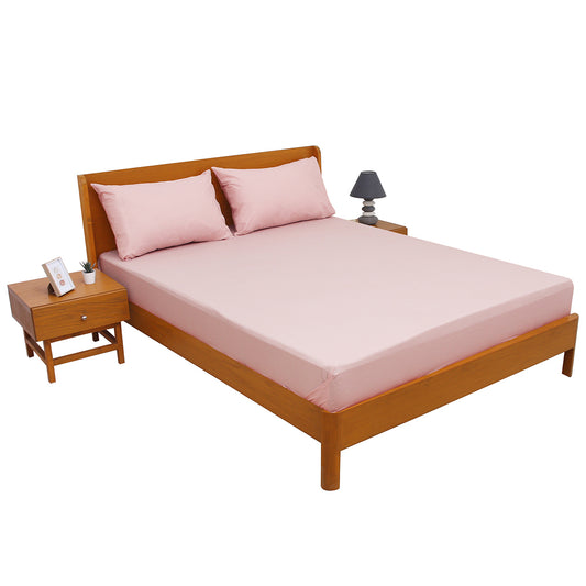 Premium Double Bed Sheet 96x102" – Light Pink Dyed Cotton | Soft, Elegant & Breathable Bedding Set
