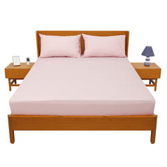 Premium Double Bed Sheet 96x102" – Light Pink Dyed Cotton | Soft, Elegant & Breathable Bedding Set