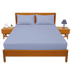 Premium Double Bed Sheet 96x102" – Sky Blue Dyed Cotton | Soft, Breathable & Elegant Bedding Set