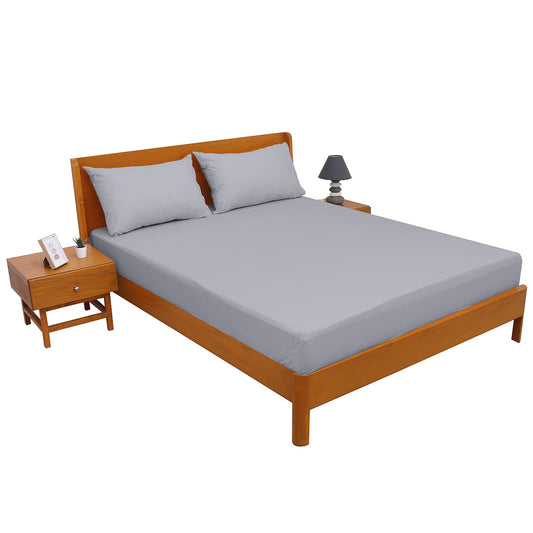 Premium Double Bed Sheet 96x102" – Silver Grey Dyed Cotton | Soft, Elegant & Durable Bedding Set