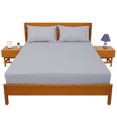 Premium Double Bed Sheet 96x102" – Silver Grey Dyed Cotton | Soft, Elegant & Durable Bedding Set