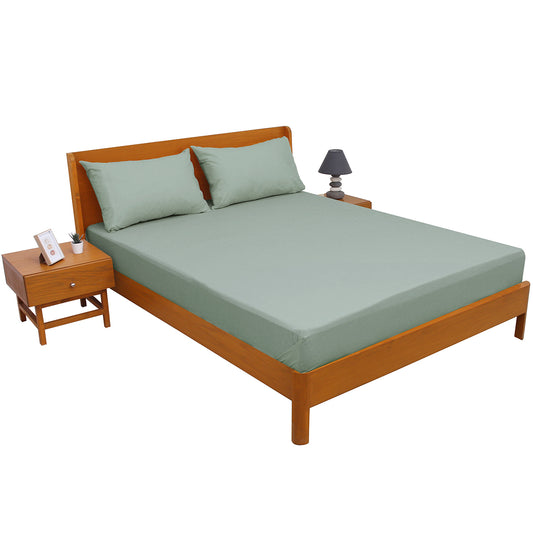 Premium Double Bed Sheet 96x102" – Taupe Dyed Cotton | Soft, Elegant & Breathable Bedding Set