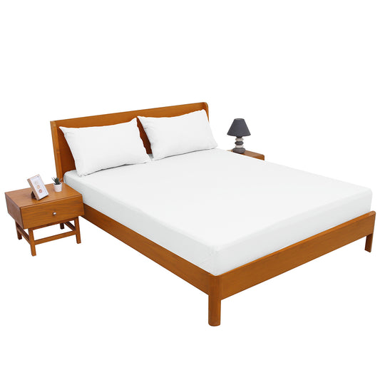 Premium Double Bed Sheet 96x102" – White Dyed Cotton | Soft, Elegant & Classic Bedding Set