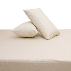 Neutral Drama Double Bed Sheet (96x102) with 2 Pillow Covers – 100% Cotton Percale Subtle Beige Leaf Print