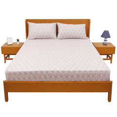 Red Texture Double Bed Sheet (96x102) with 2 Pillow Covers – 100% Cotton Percale Geometric Diamond Print