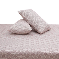 Red Texture Double Bed Sheet (96x102) with 2 Pillow Covers – 100% Cotton Percale Geometric Diamond Print