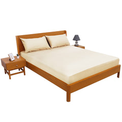 Beige Solid Dyed Double Bed Sheet – 96x102"