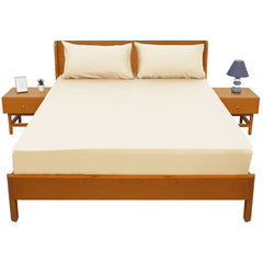 Beige Solid Dyed Double Bed Sheet – 96x102"