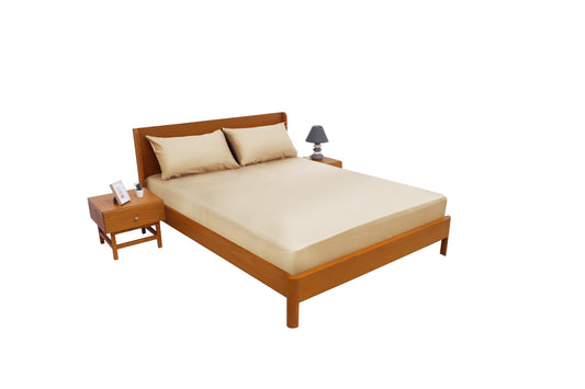 Beige Solid Dyed Double Bed Sheet – 96x102"