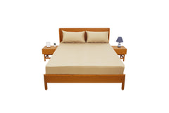 Beige Solid Dyed Double Bed Sheet – 96x102"