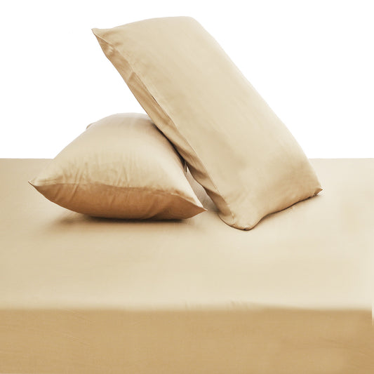 Beige Solid Dyed Double Bed Sheet – 96x102"