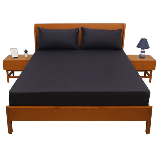 Luxurious Black Satin Double Bed Sheet 96″ × 102″ – Ultra-Smooth Silky Finish for Elegant Bedroom Décor