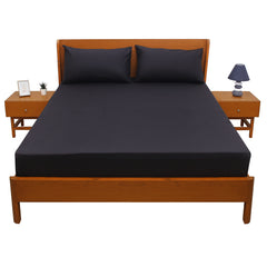 Luxurious Black Satin Double Bed Sheet 96″ × 102″ – Ultra-Smooth Silky Finish for Elegant Bedroom Décor