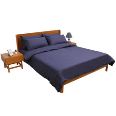 Blue Thin-Stripe Solid Dyed Double Bedding Set – 6 Pieces