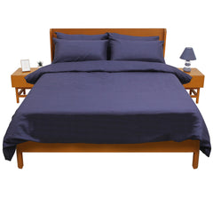 Blue Thin-Stripe Solid Dyed Double Bedding Set – 6 Pieces