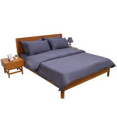 Bluish Grey Solid Dyed Double Bedding Set – 6 Pieces