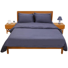 Bluish Grey Solid Dyed Double Bedding Set – 6 Pieces