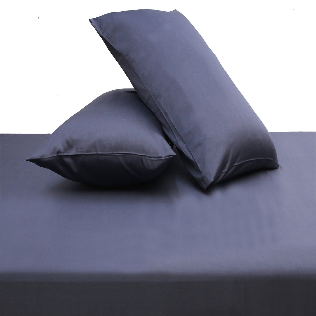 Bluish Grey Solid Dyed Double Bedding Set – 6 Pieces