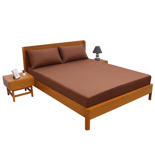Brown Solid Dyed Double Bed Sheet – 96x102"