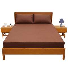 Brown Solid Dyed Double Bed Sheet – 96x102"