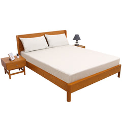 Green Lines Double Bed Sheet 96″ × 102″ – Elegant Linen with Subtle Green Stripe Accent