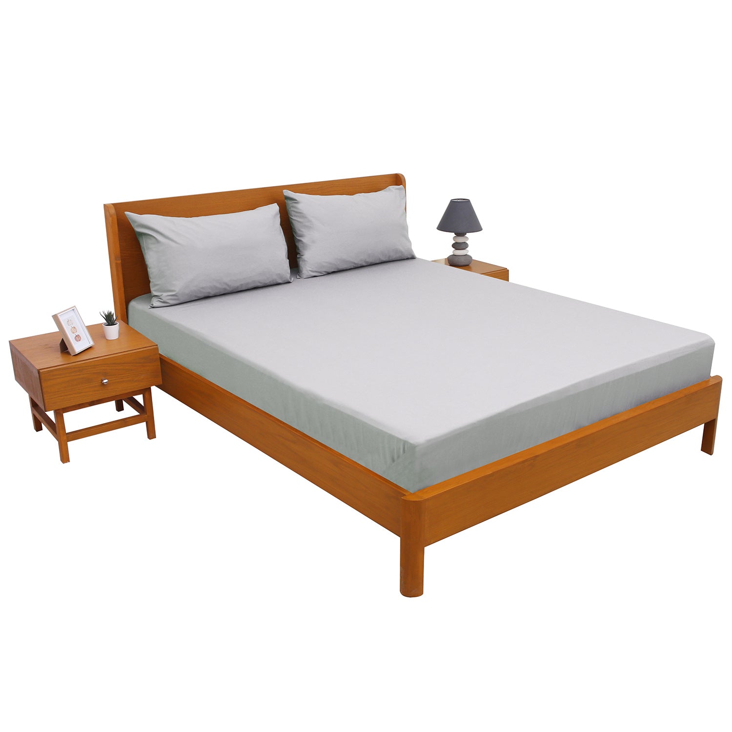 Beige Big-Stripe Solid Dyed Double Bed Sheet – 96x102" - Habitt