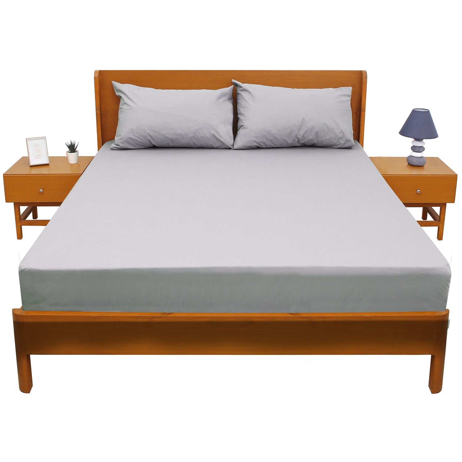 Beige Big-Stripe Solid Dyed Double Bed Sheet – 96x102" - Habitt