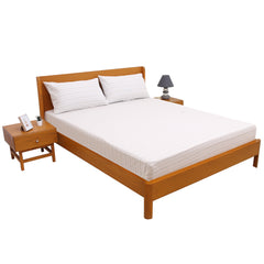 Linear Greens Double Bed Sheet 96″ × 102″ – Fresh Contemporary Line-Pattern Bedding