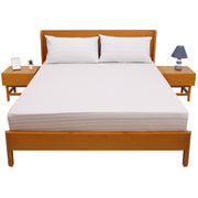 Linear Greens Double Bed Sheet 96″ × 102″ – Fresh Contemporary Line-Pattern Bedding - Habitt