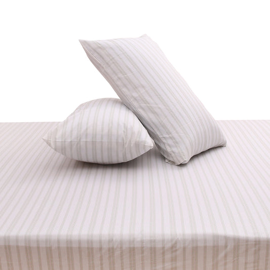 Linear Greens Double Bed Sheet 96″ × 102″ – Fresh Contemporary Line-Pattern Bedding