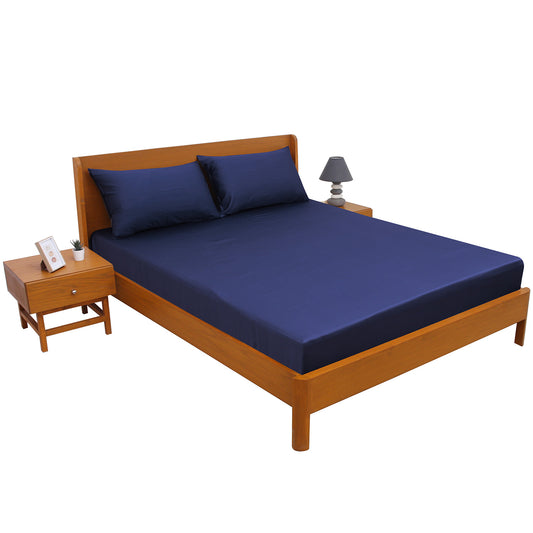 Navy Blue PC Dyed Double Bed Sheet – 96x102"