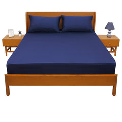 Navy Blue PC Dyed Double Bed Sheet – 96x102"