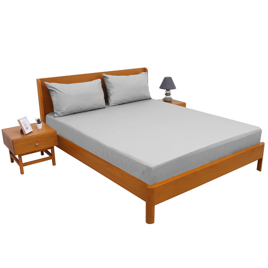 Old Silver Solid Dyed Double Bed Sheet – 96x102"