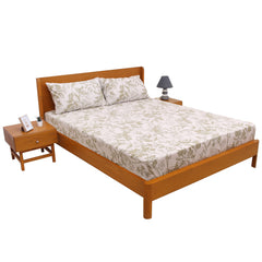 Olive Linear Double Bed Sheet 96″ × 102″ – Sleek, Modern Striped Bedding