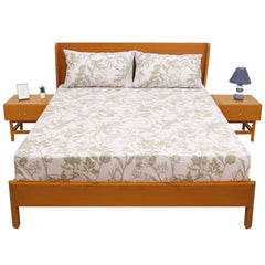 Olive Linear Double Bed Sheet 96″ × 102″ – Sleek, Modern Striped Bedding