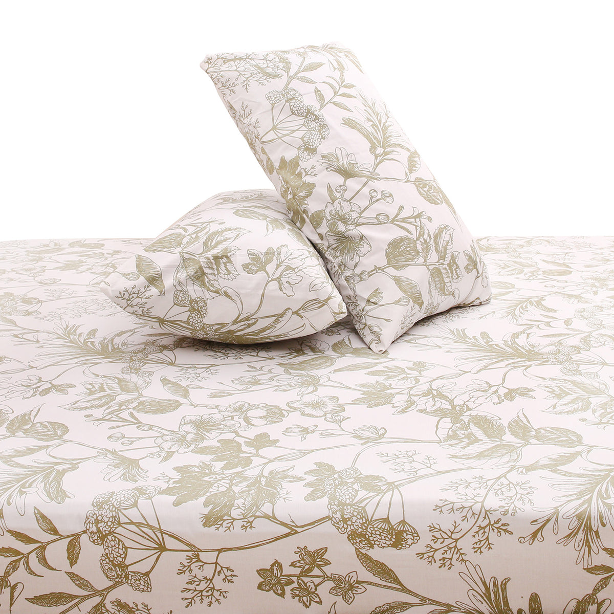 Olive Linear Double Bed Sheet 96″ × 102″ – Sleek, Modern Striped Bedding