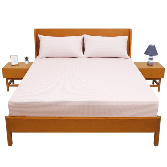 Pink Lines Double Bed Sheet 96″ × 102″ – Soft, Modern Linear Pattern in Fresh Pink Tones