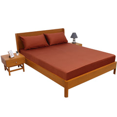 Rust Solid Dyed Double Bed Sheet – 96x102"