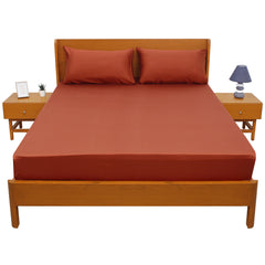 Rust Solid Dyed Double Bed Sheet – 96x102"