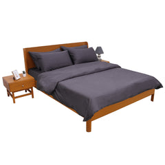 Trafalgar Grey Solid Dyed Double Bedding Set – 6 Pieces