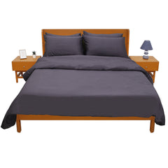 Trafalgar Grey Solid Dyed Double Bedding Set – 6 Pieces