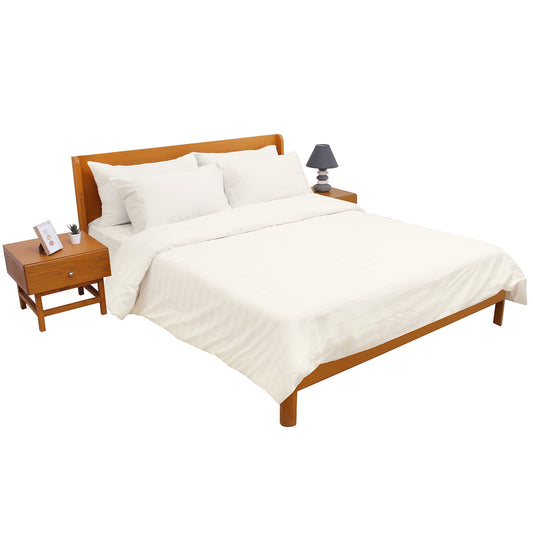 White Solid Dyed Double Bedding Set – 6 Pieces