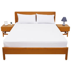 White Small Stripe ST Dyed Double Bed Sheet 96x102"