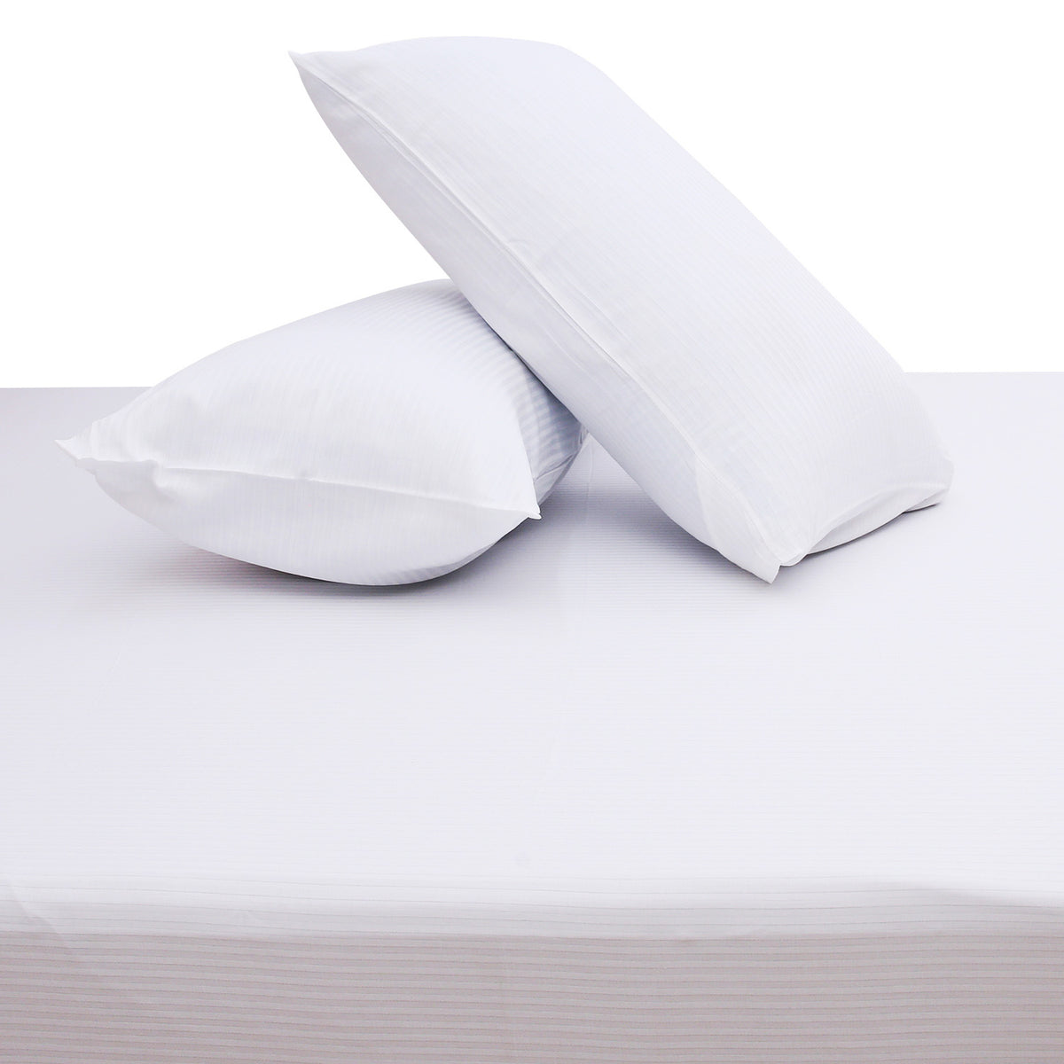 White Small Stripe ST Dyed Double Bed Sheet 96x102"