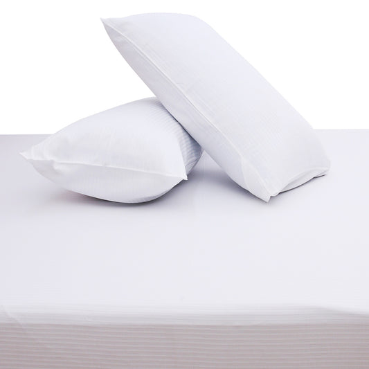 White Small Stripe ST Dyed Double Bed Sheet 96x102"