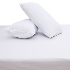 White Small Stripe ST Dyed Double Bed Sheet 96x102"