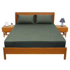 Army Green Dyed Double Bed Sheet 96x102" – Premium Solid Color Bedding