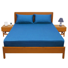 Blue-Grey Dyed Double Bed Sheet 96x102" – Elegant Solid Premium Bedding