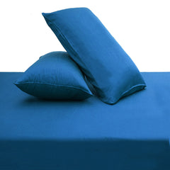 Blue-Grey Dyed Double Bed Sheet 96x102" – Elegant Solid Premium Bedding